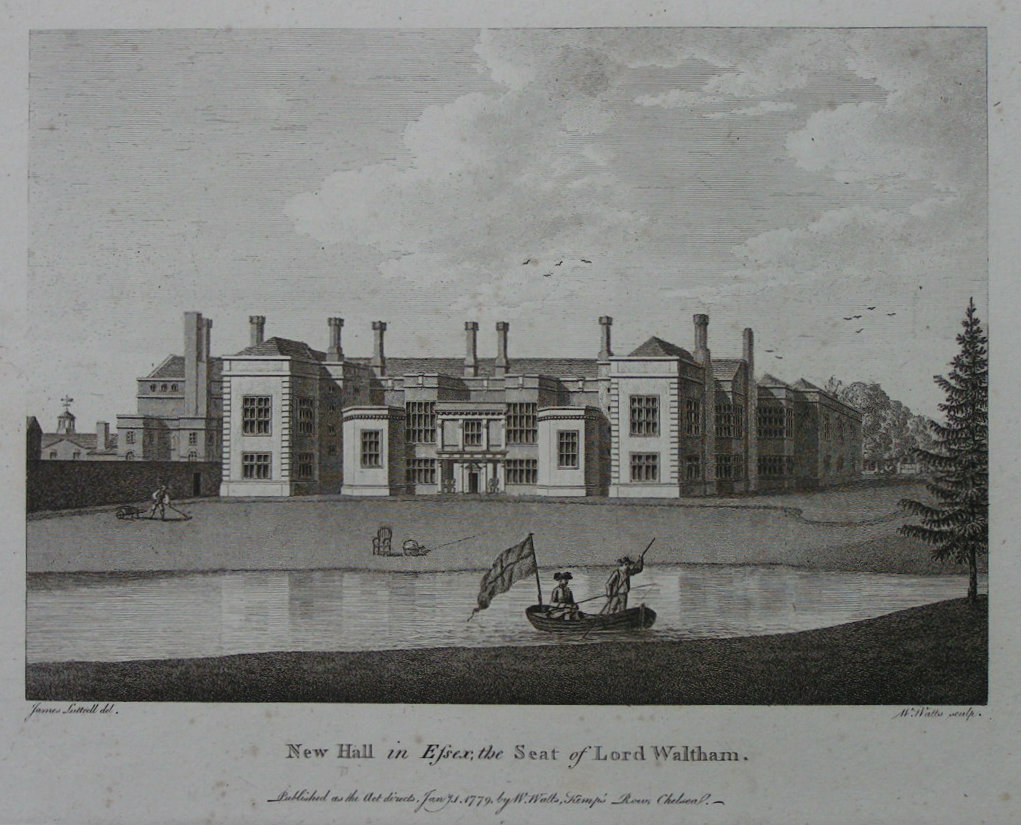 Print - New Hall in Essex, the Seat of Lord Waltham - Watts